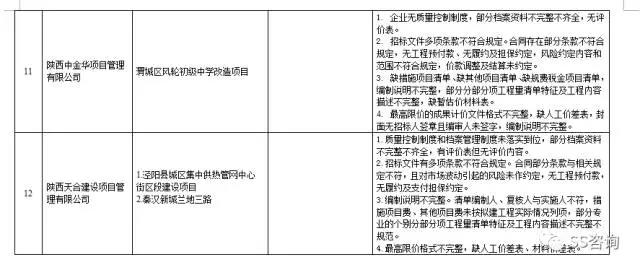 工程造價(jià)咨詢、招標(biāo)代理企業(yè)問(wèn)題列表