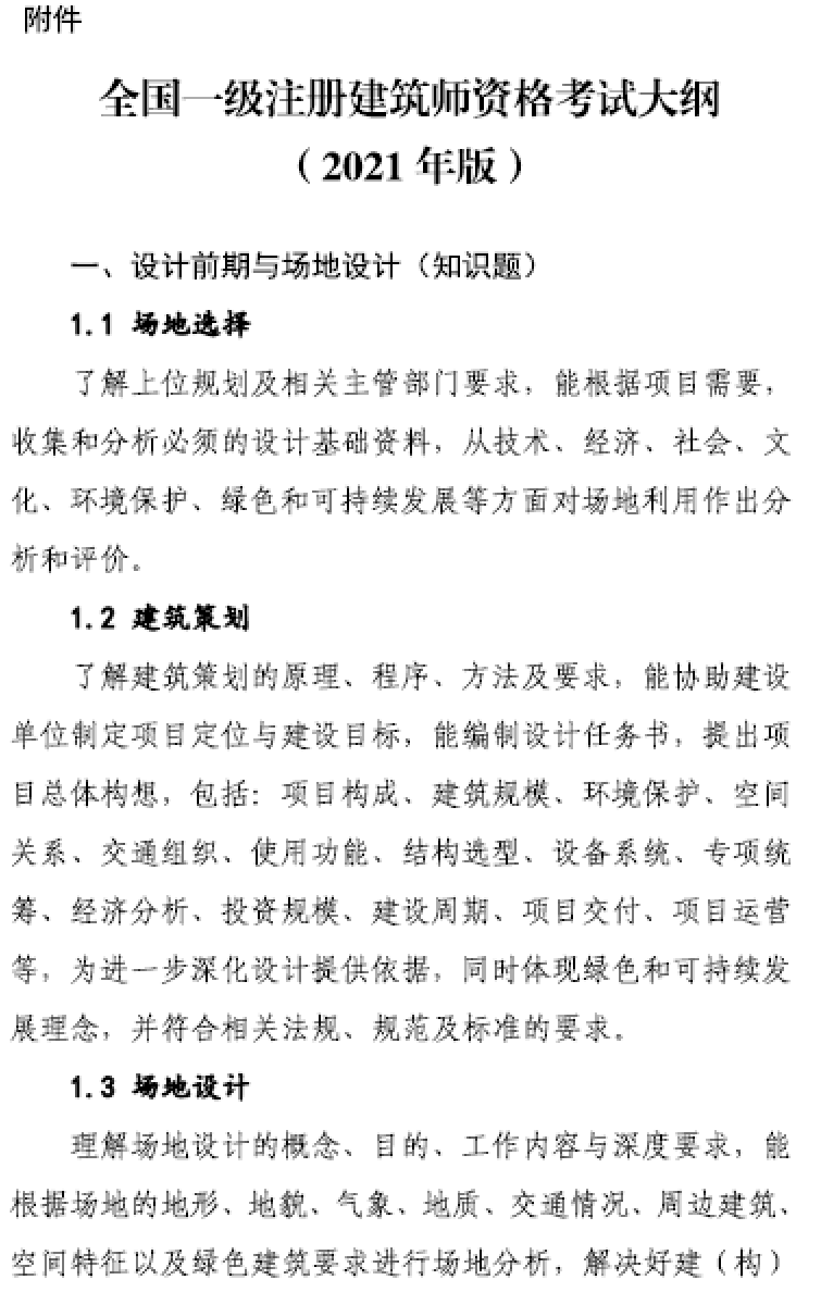 大事件！9門變6門！一級(jí)注冊建筑師考試大綱（21版）發(fā)布，2023年執(zhí)行！